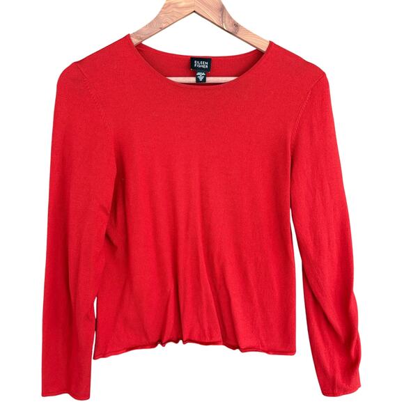 Eileen Fisher Crewneck Pullover Sweater M Red Top Shirt Capsule Minimalist - Picture 1 of 5